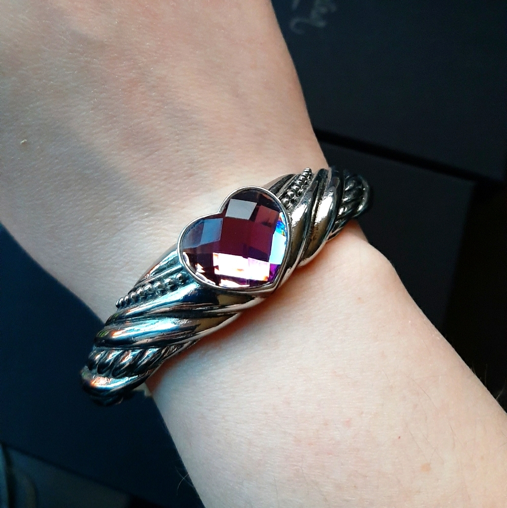 Pink Heart Gemstone Bracelet